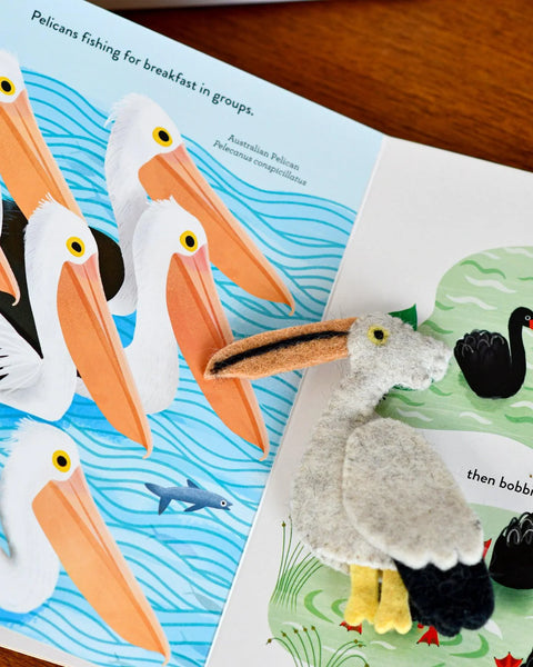 Tara Treasures - Busy Beaks Finger Puppets and Book Set by Sarah Allen