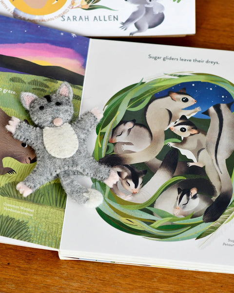 Tara Treasures - Jumping Joeys Finger Puppets and Book Set by Sarah Allen
