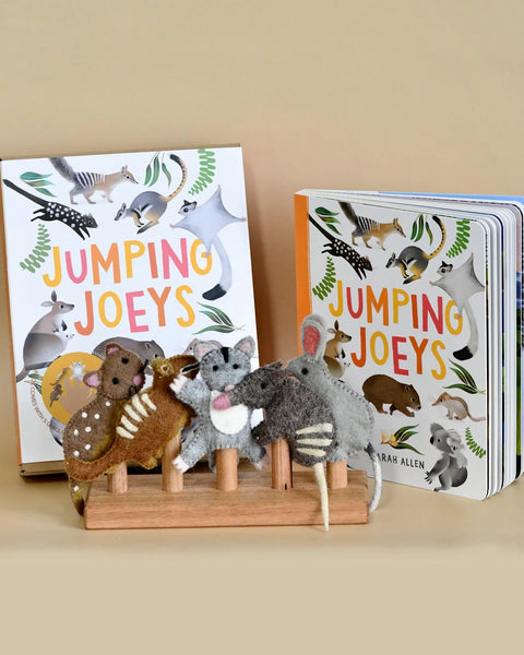 Tara Treasures - Jumping Joeys Finger Puppets and Book Set by Sarah Allen