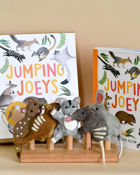 Tara Treasures - Jumping Joeys Finger Puppets and Book Set by Sarah Allen