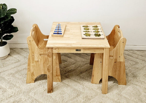 Toddler Set - Solid Timber Rectangular Table and 2 Toddler Chairs
