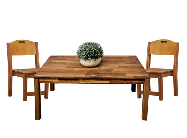 Stacking Chairs Acacia Wood Set of 2