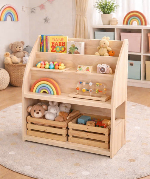 Bookshelf with Bamboo Storage Crates Pre-Order Available late March delivery