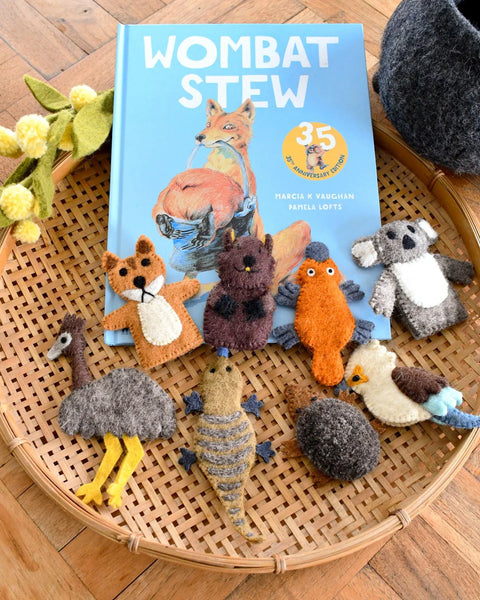 Tara Treasures - Wombat Stew Book and Finger Puppets